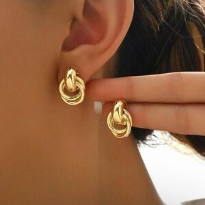 Gold Plated Stainless Steel Knot Earrings